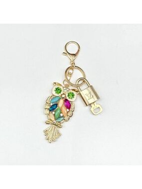 Louis Vuitton Gold Padlock Key 🔒 Authentic LV Charm + Unbranded Owl Keychain
